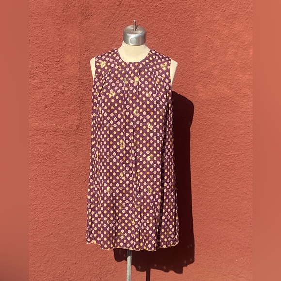 Vintage Anna Sui Metallic Gold Indian Tunic Shift Dress 10 - Picture 3 of 9